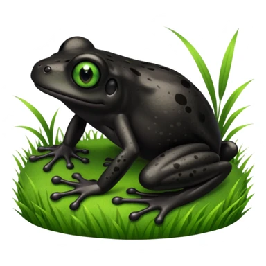 Black frog staying in the grass sticker