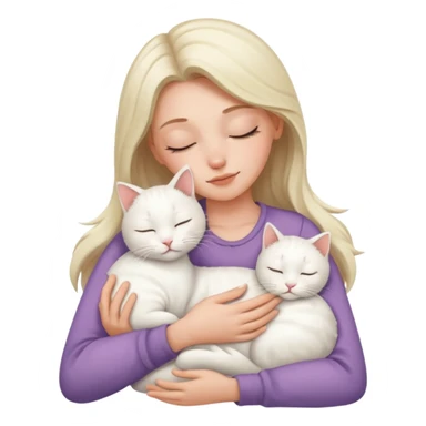 White kitty sleeping on brunette white girl's lap sticker