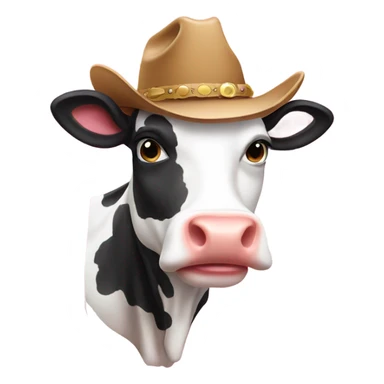 Cow with pink cowboy hat sticker