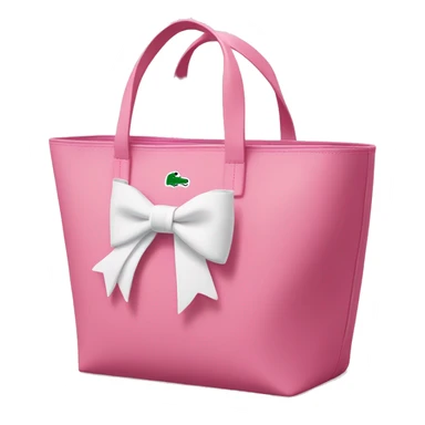pink lacoste tote bag with one white bow on left side  sticker