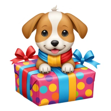 Dog in wrapped paper new yaer  sticker