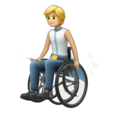 persona en silla de ruedas llevando la bandera argentina sticker