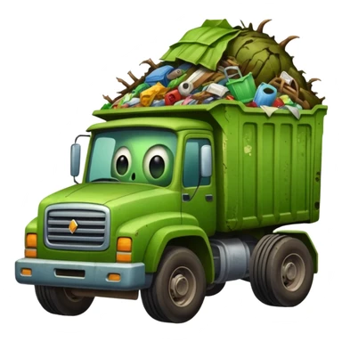 A garbage monster with a car and truck and tractor and garbage and junk inside sticker