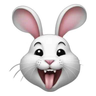 Rabbit combined with the tongue sticking out sticker