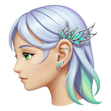Elvish fae shiny sparkly iridescent translucent diaphanous ear climber ear cuff sticker