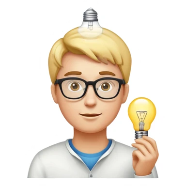 face with glasses and a lightbulb above the head, representing genius sticker