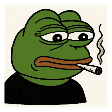 pepe the frog with a black shirt, joint in mouth sticker