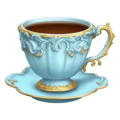 Light blue Rococo tea cup sticker