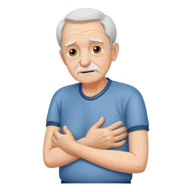 elderly man with a pained expression, holding his lower back with one hand sticker