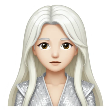 Ouranos from Gods and Goddesses with long white hair, white sequin outfit sticker