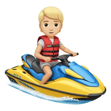 Bad boy  blonde hair with a red live west on the  blue yellow JetSki sticker