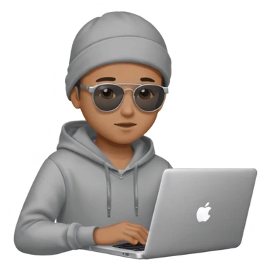 boy with sunglasses wearing a hoodie using a laptop sticker