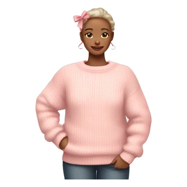 light pink cozy sweater with ribbon on sleeves sticker
