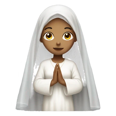 Light skin girl praying with white veil  sticker