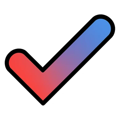 checkmark with red to blue gradient, color icon style sticker