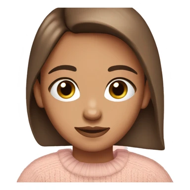 Straight down brown hair,blue eyes, long eyelashes,with peach/tanned  skin in a light pink jumper  sticker