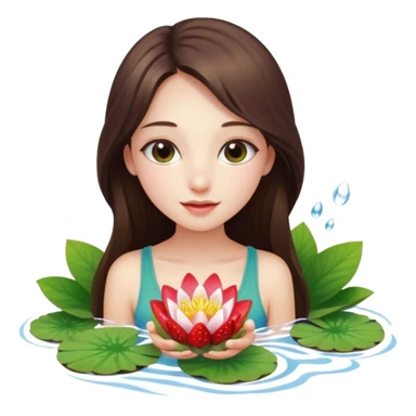 a beautiful girl mix with nenuphar and watel lili and  Strawberries  being born sticker