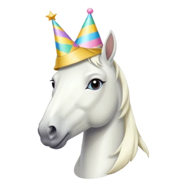 white horse in dress with party hat sticker