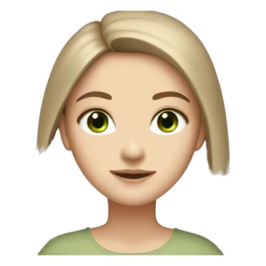 white girl with long brown hair and green eyes in beige clothes sticker