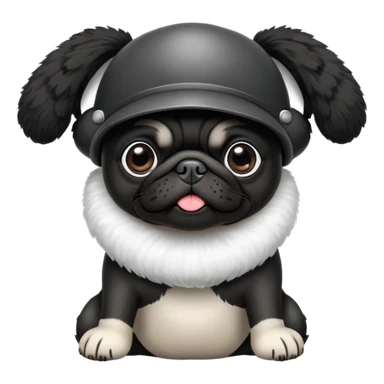 Black pug wearing a propeller hat sticker