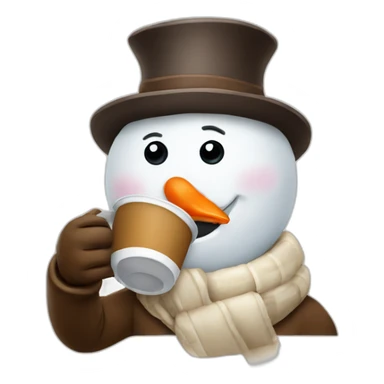 snowman drinking coffee sticker