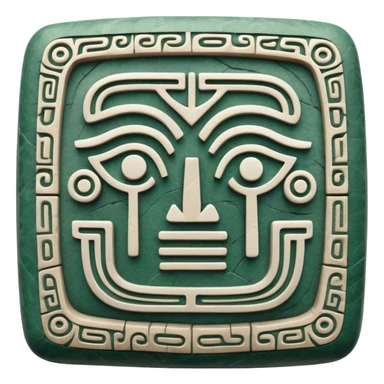 Mayan hieroglyphic symbol for communication or mail in white and dark green colors sticker
