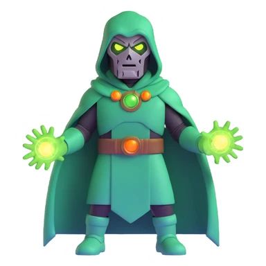 Doctor Doom with green magic energy and glowing eyes sticker