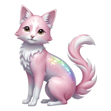 Multicolored sparkly shiny ethereal pastel iridescent light pale cute adorable pretty feminine elegant realistic floral exotic marble-Sakura-Falvie-Fionbri-fursona, full body sticker
