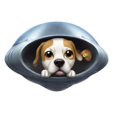 an upside down dog in an alien spaceship chilling with its half-dog-half-alien friends  sticker