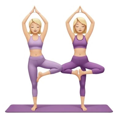 Two women doing yoga both blonde standing pose  sticker