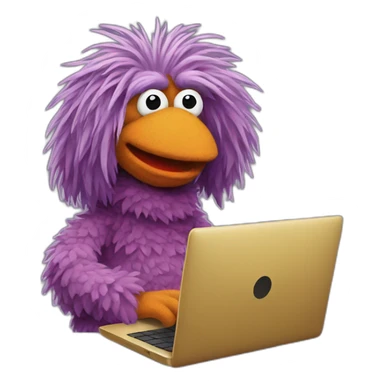 fraggle typing code on laptop sticker