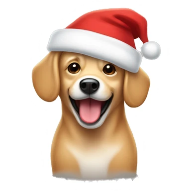 Small happy Tan dog with floppy ears in a Santa hat sticker