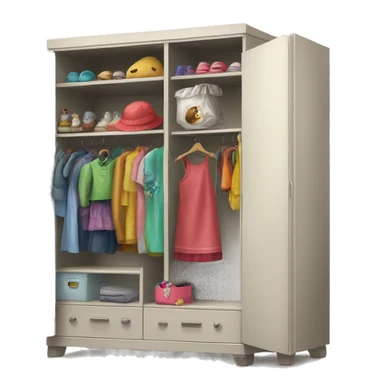 wardrobe with children's things sticker