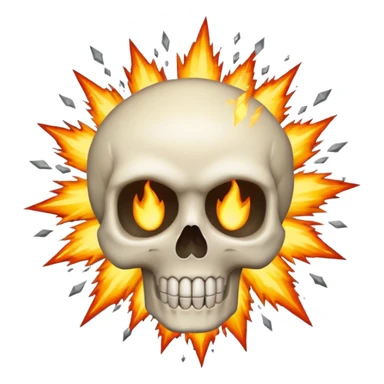 skull with explosion bursting from it emoji style sticker
