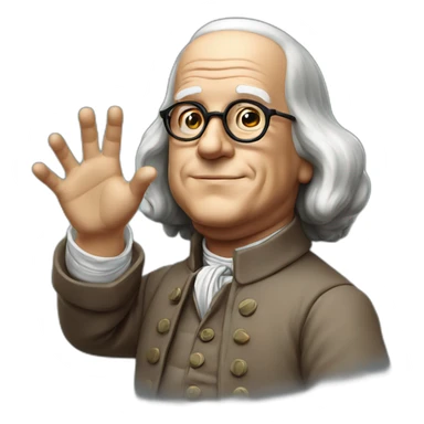 benjamin franklin with an arm up closed realistic sticker