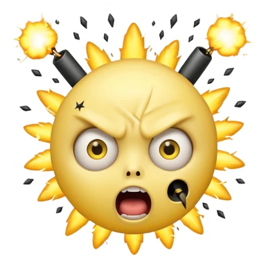 Create a mind blowing face with bombs coming out as a yellow face like 🤯 sticker