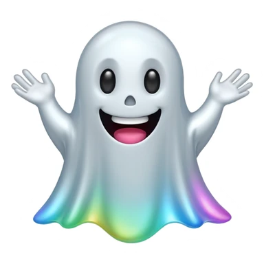 Holographic chrome cartoon ghost with no arms sticker