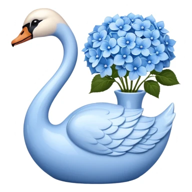 Light blue swan shaped vase with blue flowers in it sticker