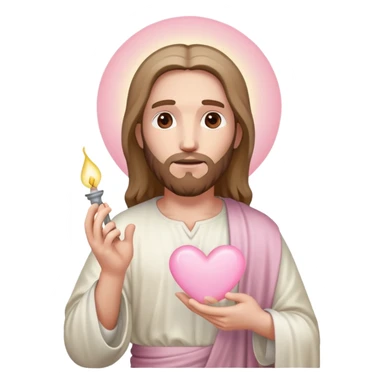 White Jesus holding light pink heart  sticker