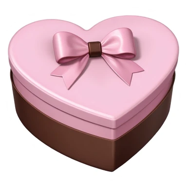 pale pink heart-shaped box with a pale pink bow, filled with chocolates inside sticker