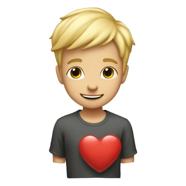 adoring blonde boy with heart sticker