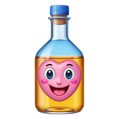Smiling bottle of oil pink with silly face tongue out blue top sticker