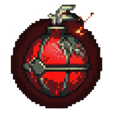 Glowing red orb with bomb symbol, color #ef4444 with lighter glow, bomb silhouette in center, subtle pulsing glow effect, floating appearance, 32x32 pixels sticker