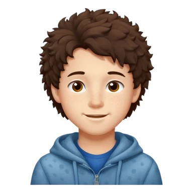 cute brunnete boy with fluffy hair light skin and freckles sticker