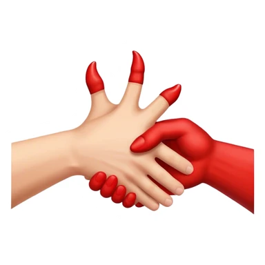 Regular human hand, shaking hands with a devil hand ￼ sticker