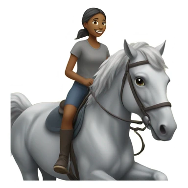 girl enjoying nature outdoors on a grey horse sticker