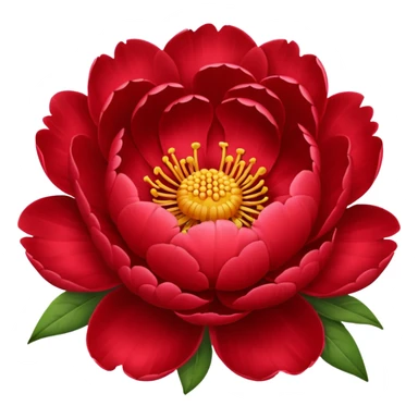 Change the white peony flower single bloom to a red peony flower single bloom, keep emoji style, no background. sticker