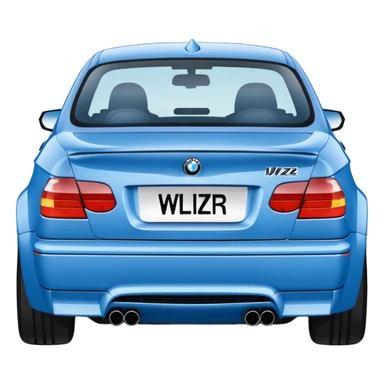 Make me an emoji with a blue bmw M3 and some kind of sign that says ‘W LZR’ sticker