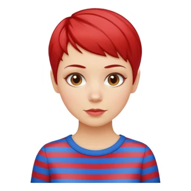 white girl pixie cut red and blue shirt sticker