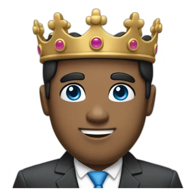 man with blue eyes and black hair wearing a crown and in office suit sticker